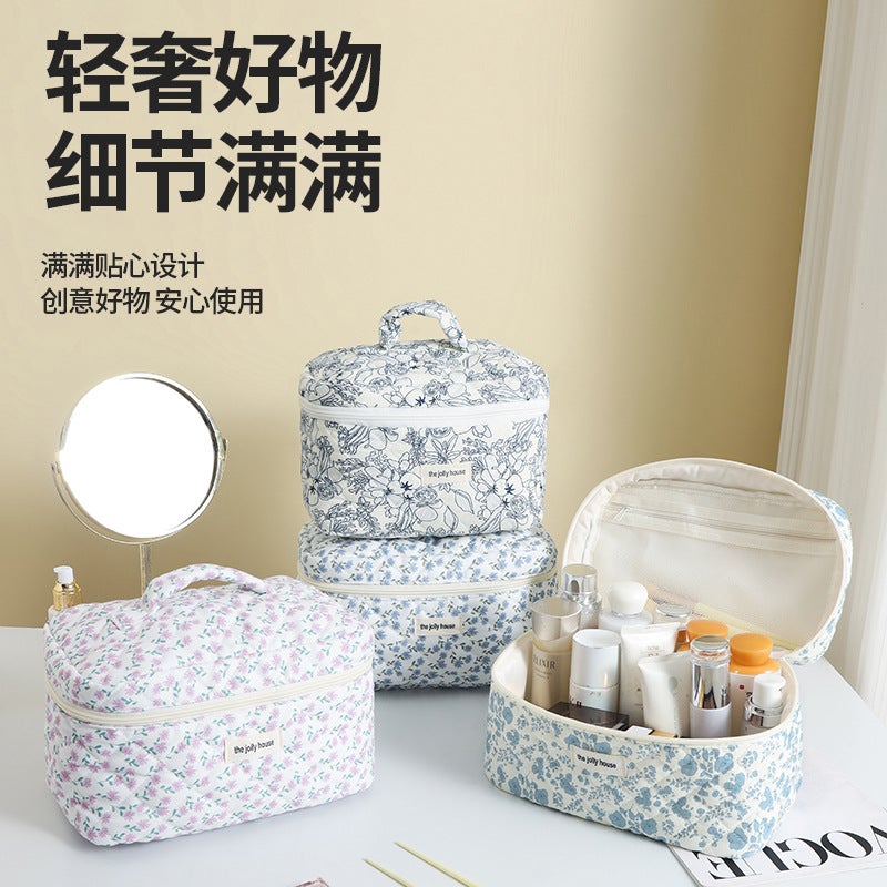 Small Floral High-Looking Cosmetic Bag For Women, Sweet Toiletry Cosmetics Bag, Large Capacity Portable Cosmetics Cosmetics Bag - Image 3